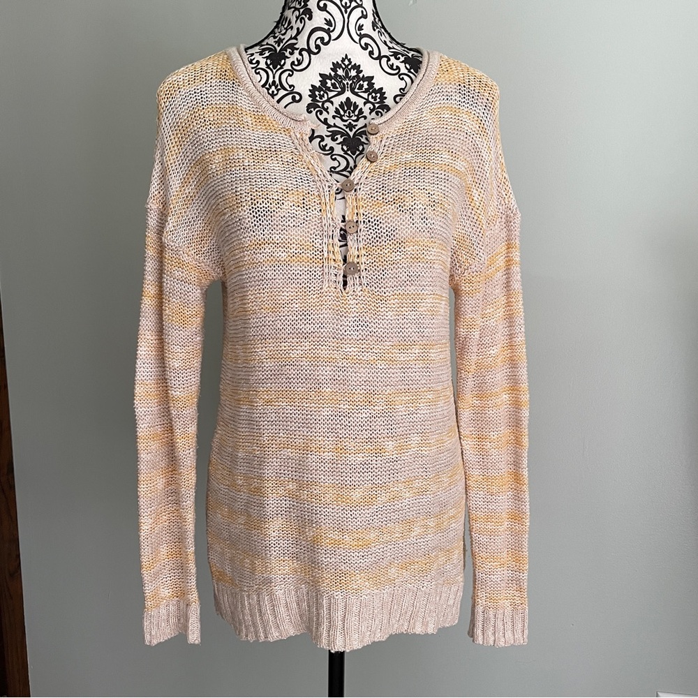 Maurices Striped Long Sleeve Knit Sweater Women’s Size Small Button Accents